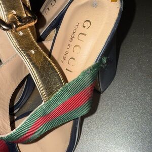 Gucci Women's Gold and Red-Green Heels